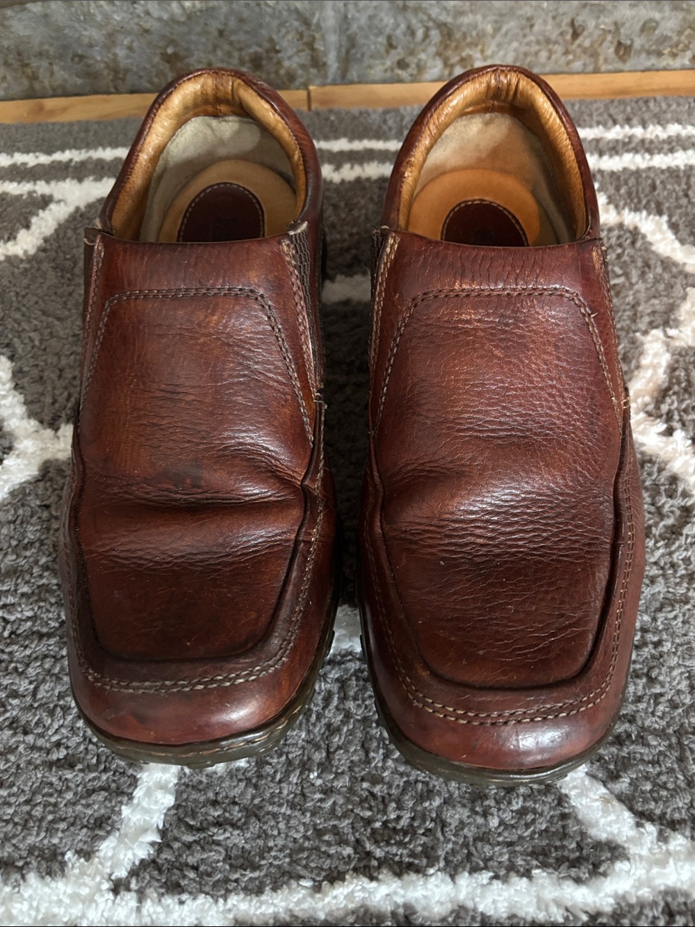 Born Men's Brown Leather Slip-On Loafers